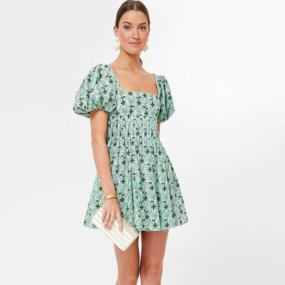 Agua by Agua Bendita Caramelo Small Mini Dress Green Herbal Cotton
